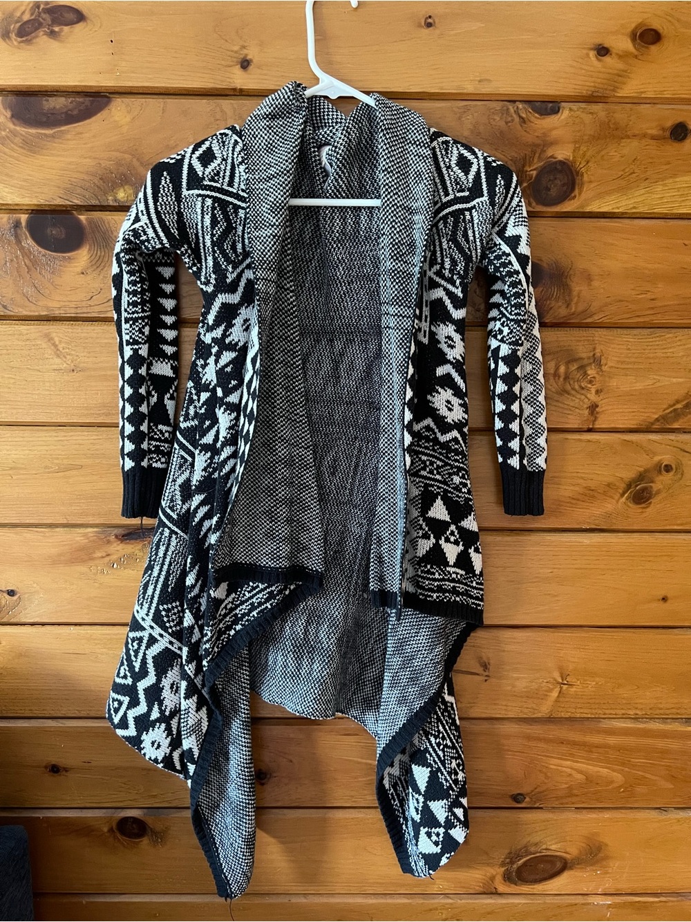Mossimo Supply Co. Black & White Open-Front Aztec Cardigan